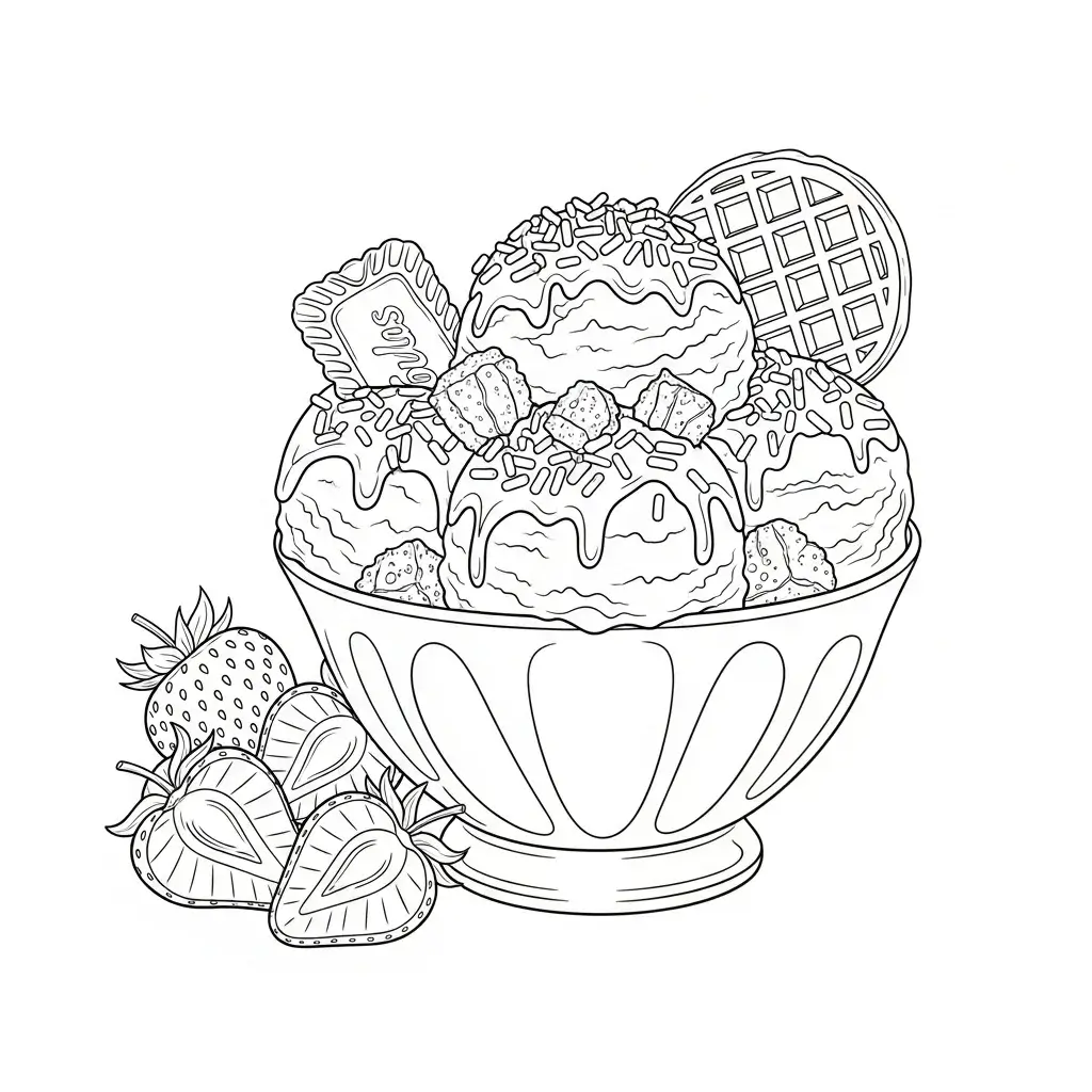 Eis im Becher mit Streuseln und Erdbeeren