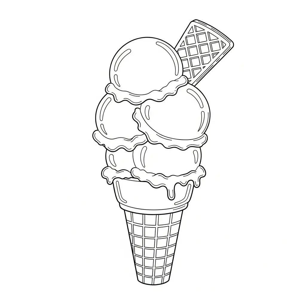drei Eiskugeln in der Waffel