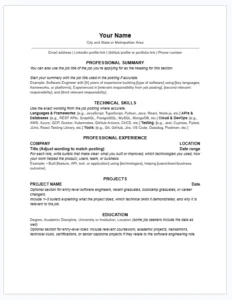 Software engineer resume template