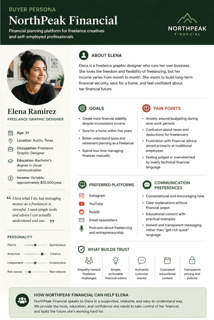 An example of a buyer persona for a fictional brand