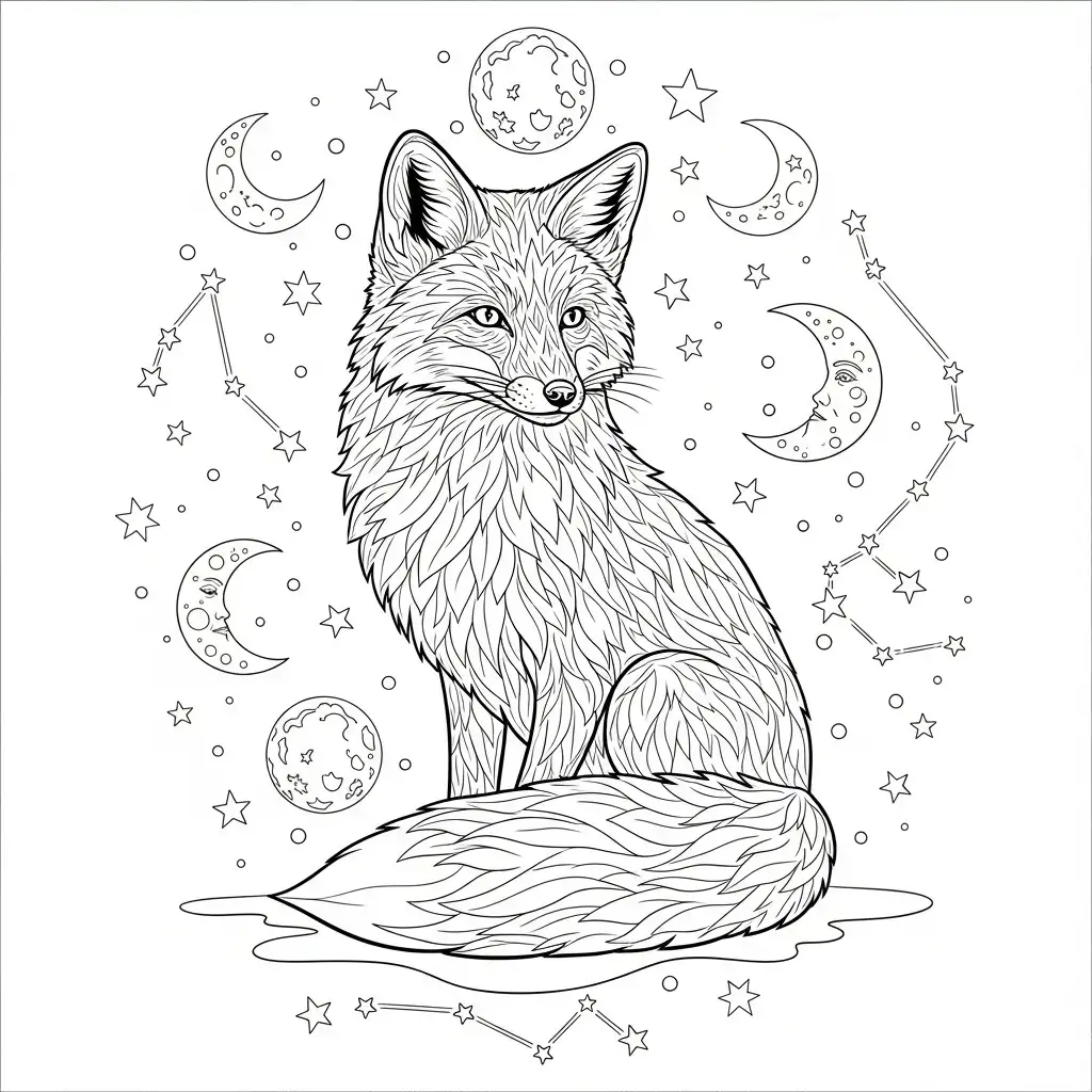 coloriage renard constellations