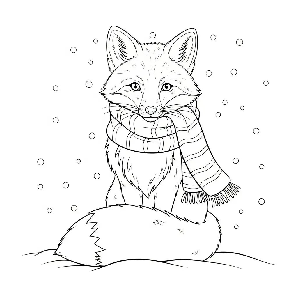 coloriage renard echarpe
