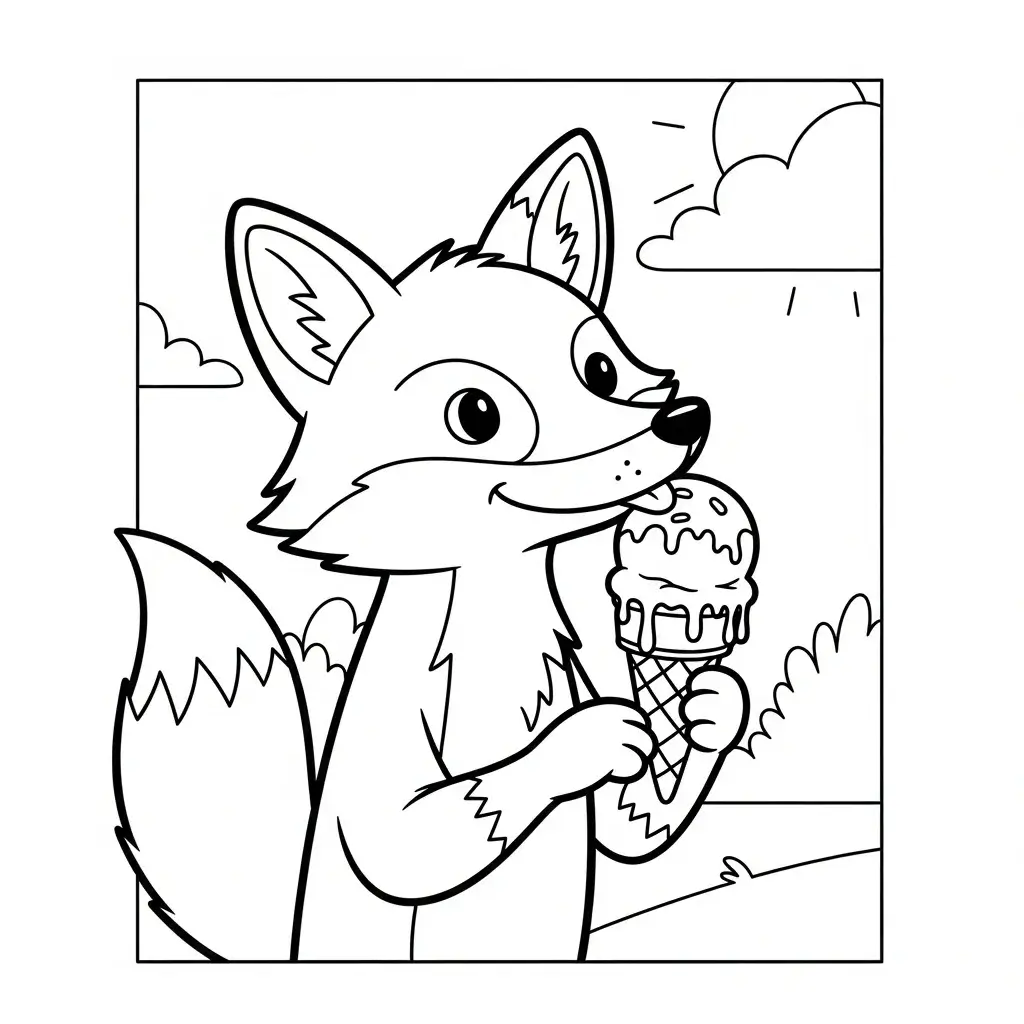 coloriage renard glace