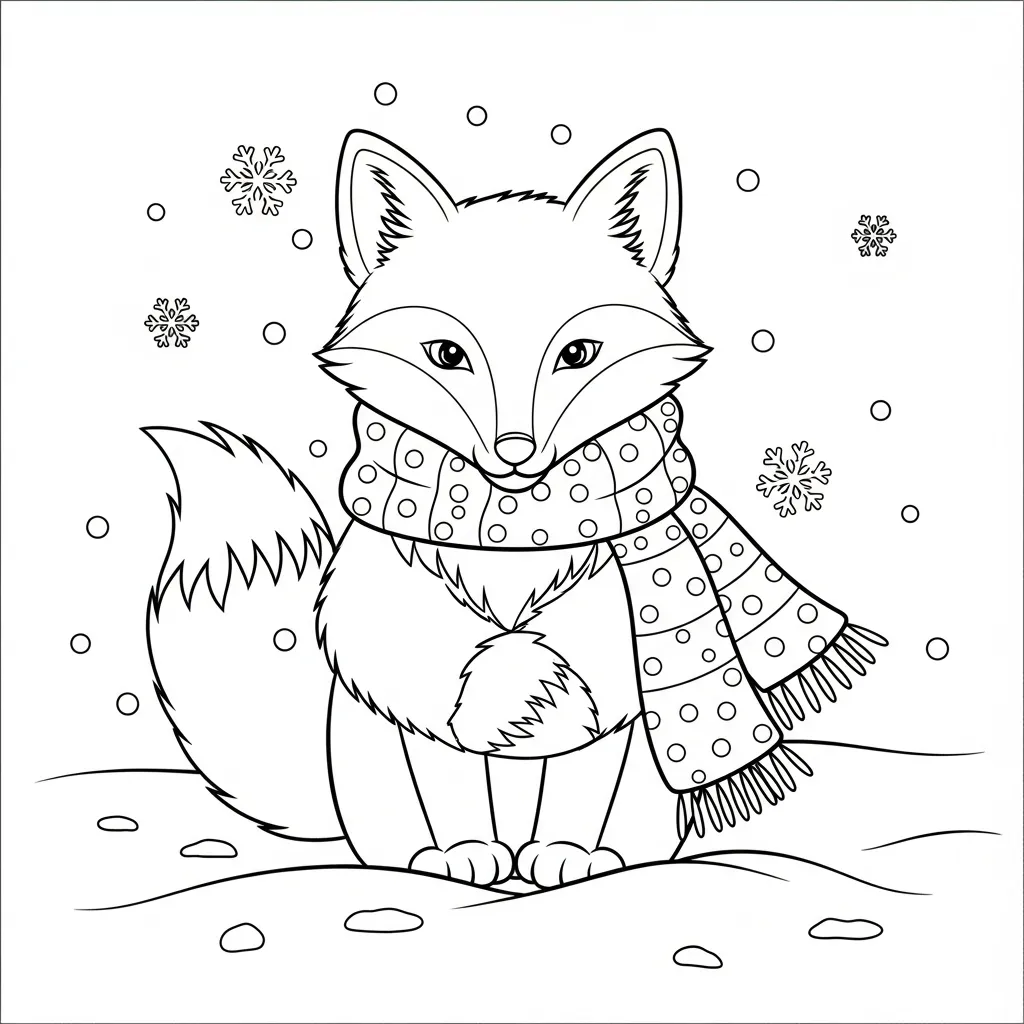 coloriage renard hiver neige