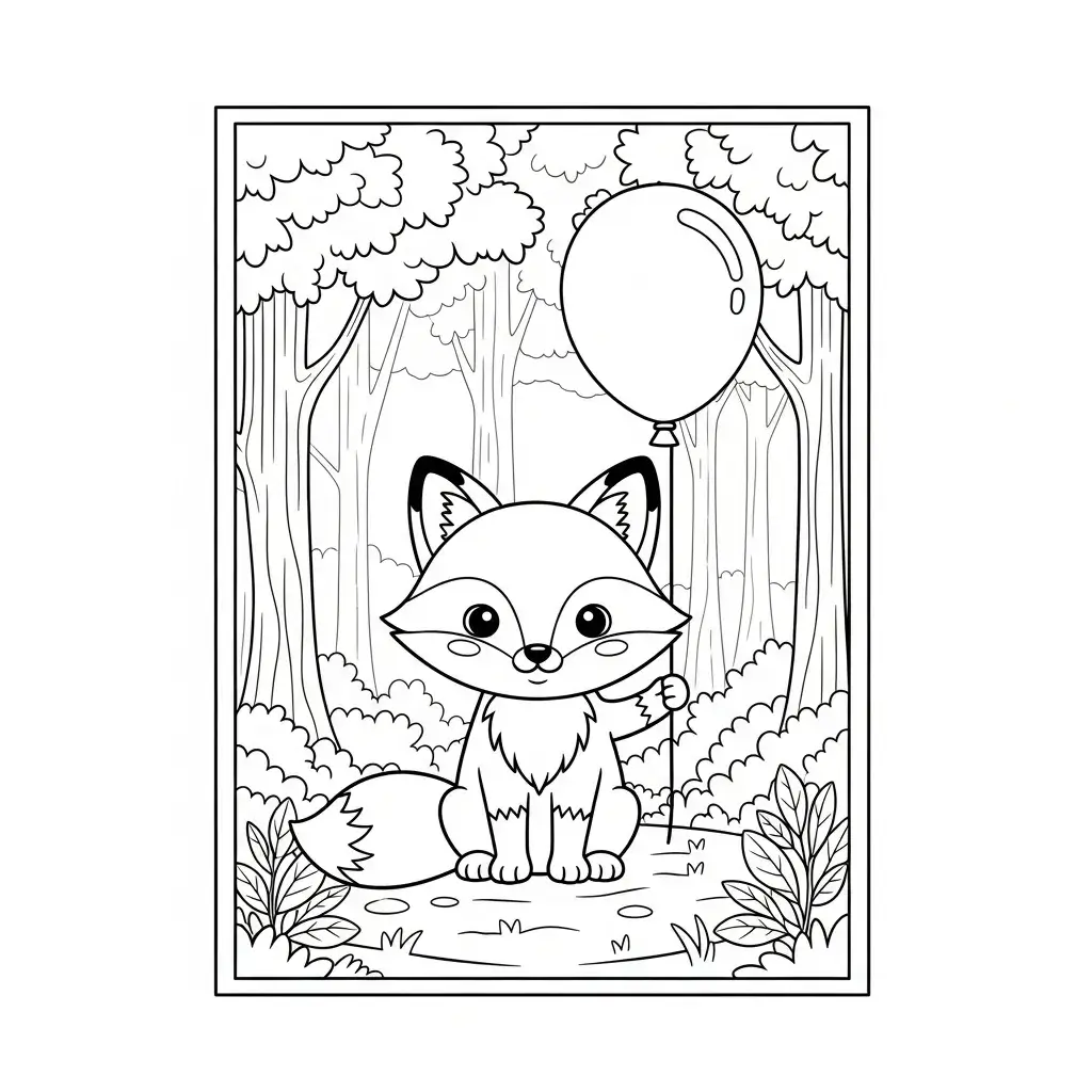 coloriage renard kawaii