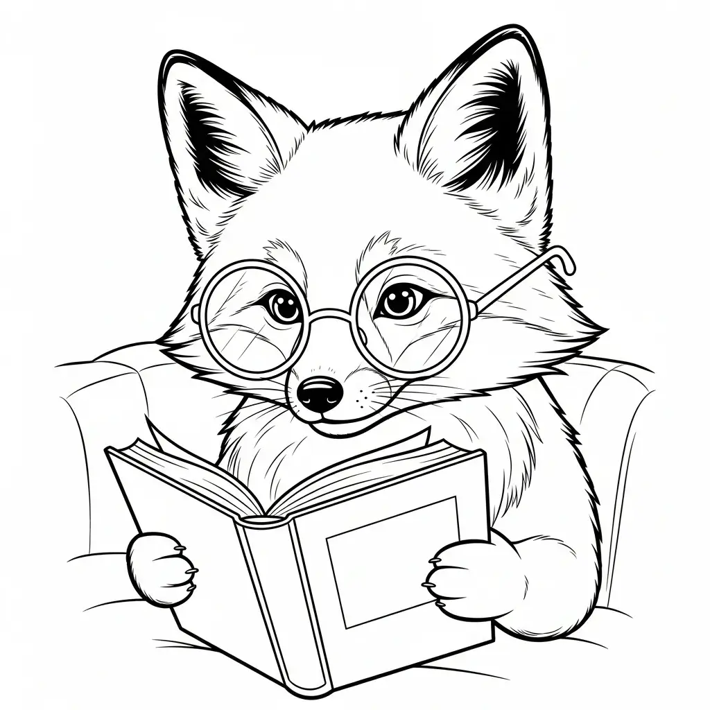 coloriage renard livre