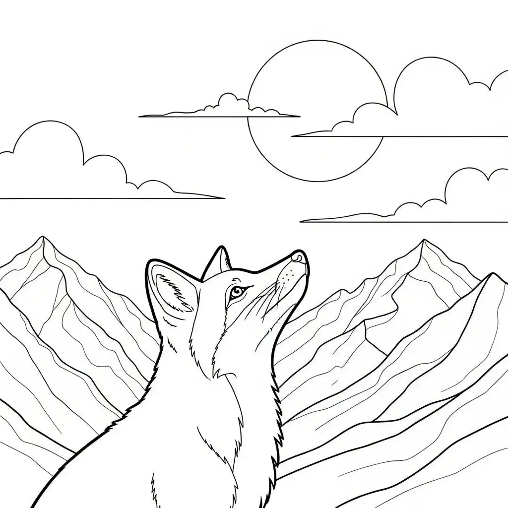 coloriage renard lune
