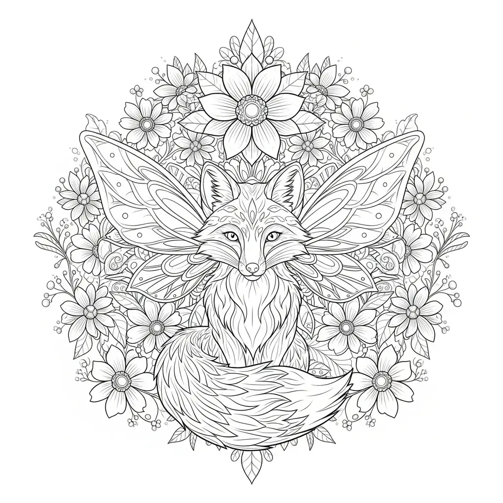 coloriage renard magique