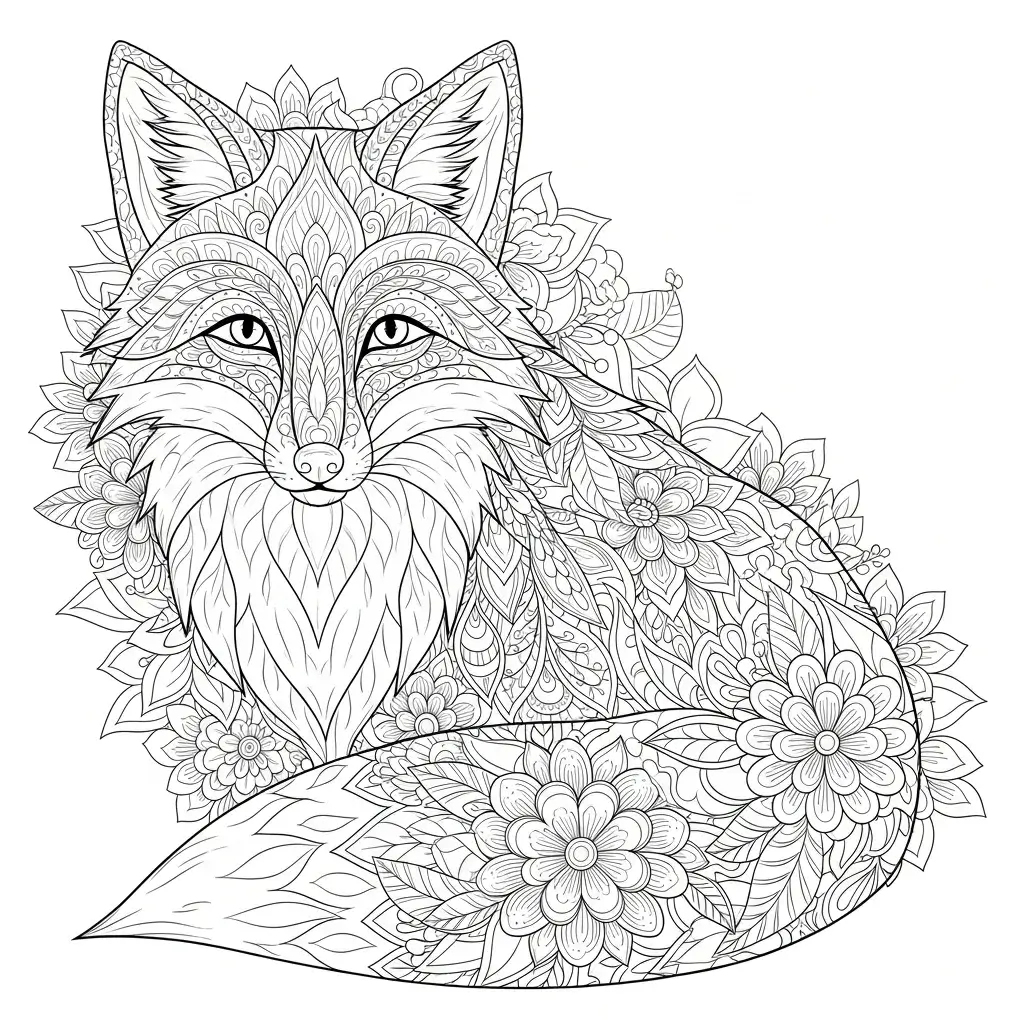 coloriage renard mandala adulte