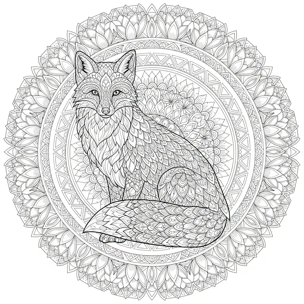 coloriage renard mandala