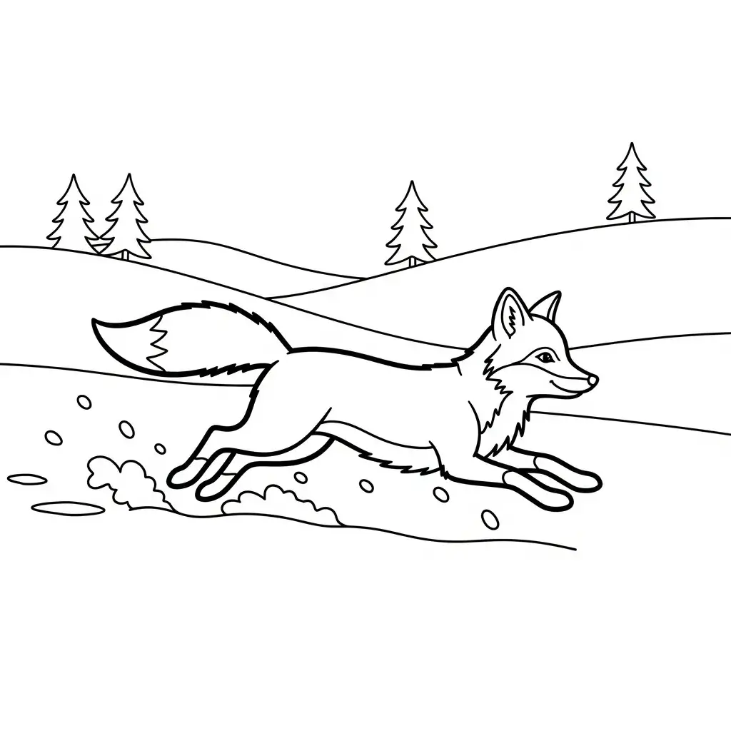 coloriage renard neige
