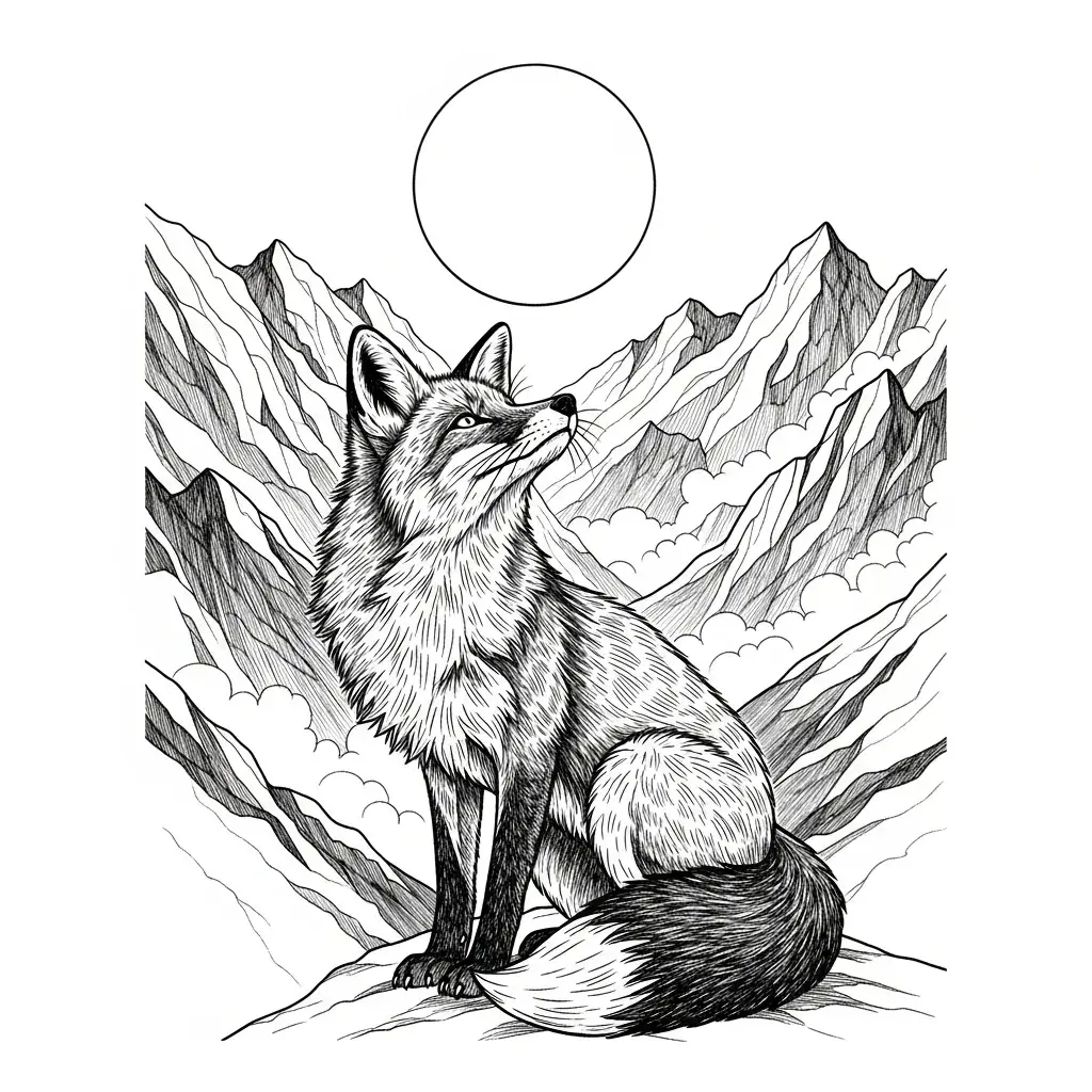 coloriage renard noir et blanc