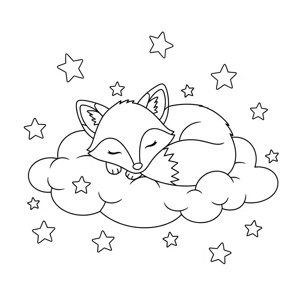 coloriage renard nuage