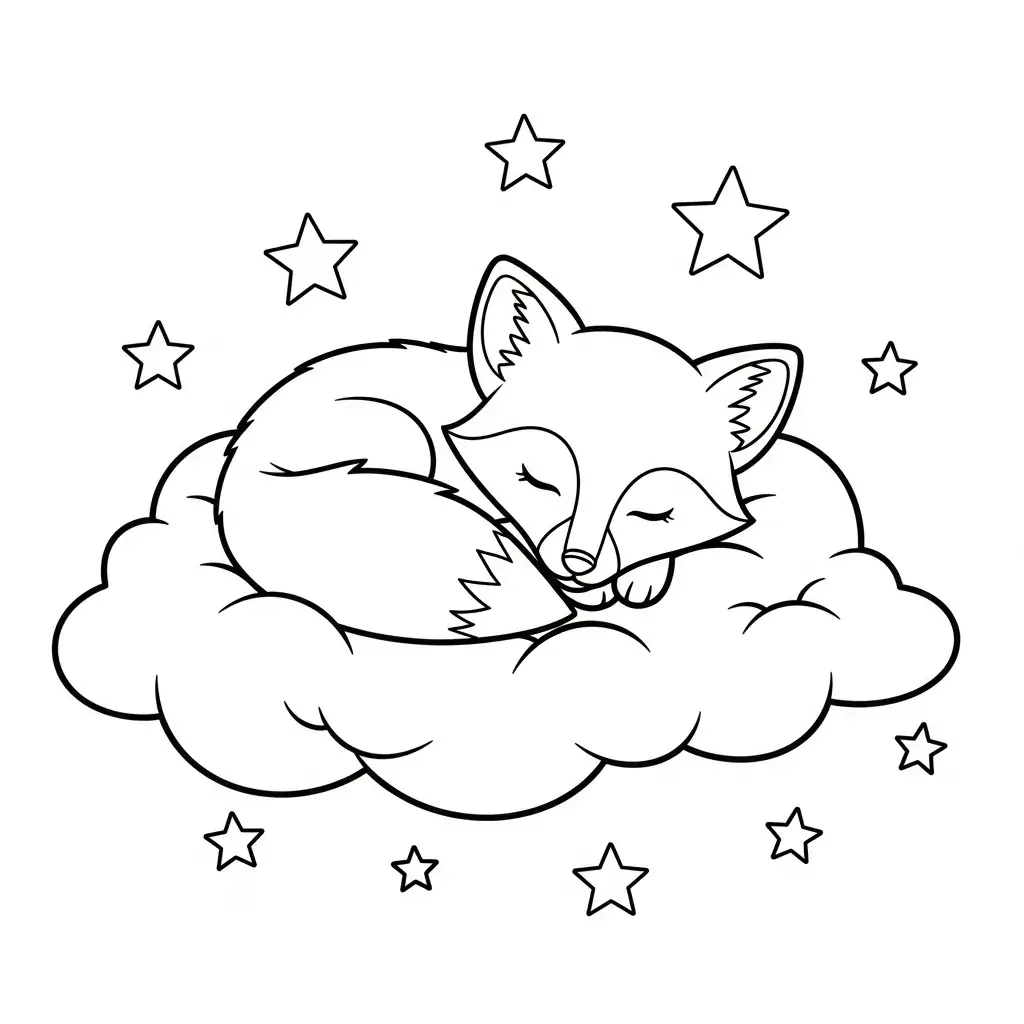 coloriage renard petit nuage