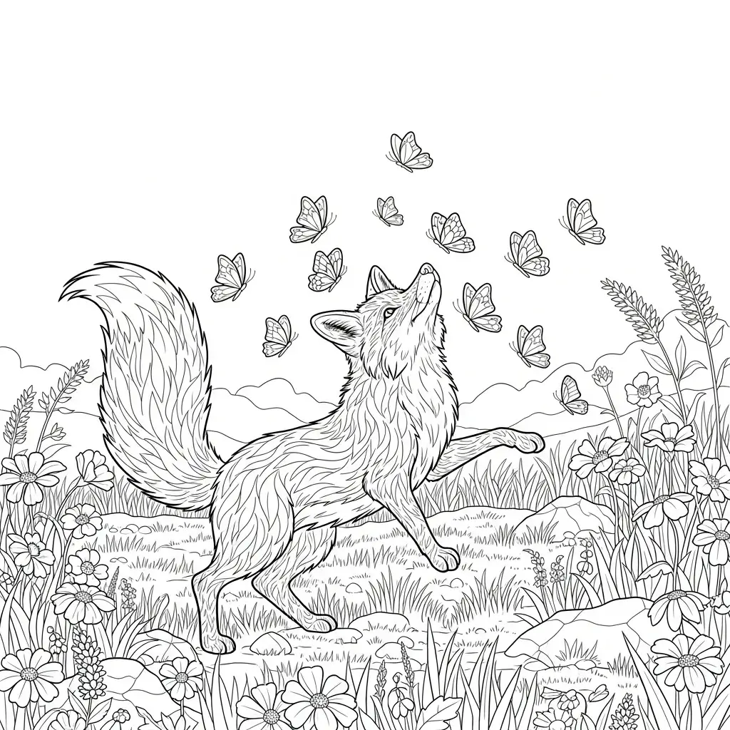 coloriage renard prairie