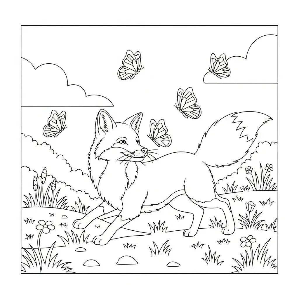 coloriage renard simple