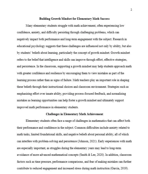 Example of Page 2 in an APA format essay