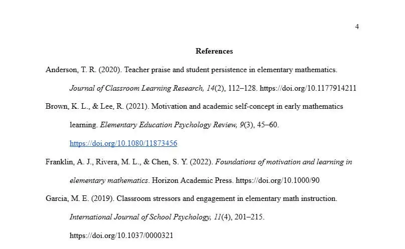Example of an APA References page