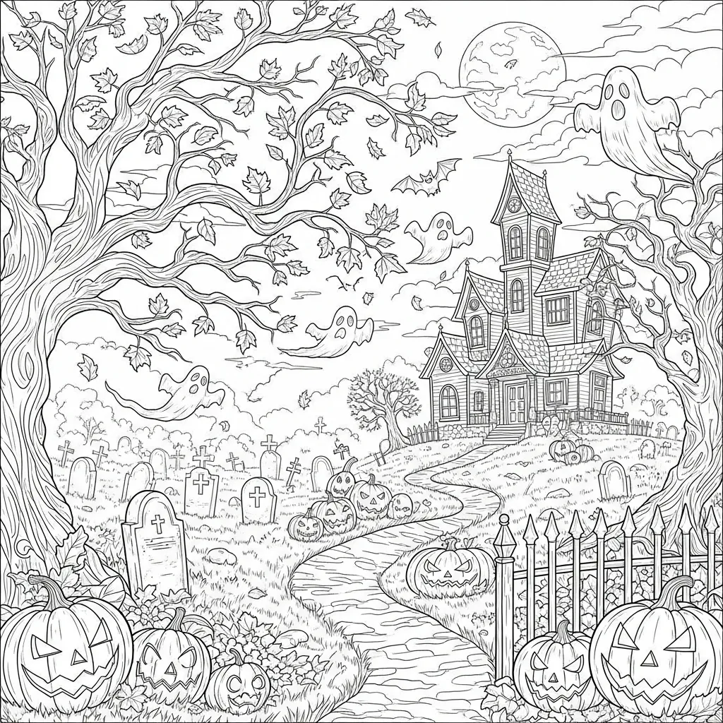 cute fall coloring page of squirrels with acorns and cartoon pumpkins