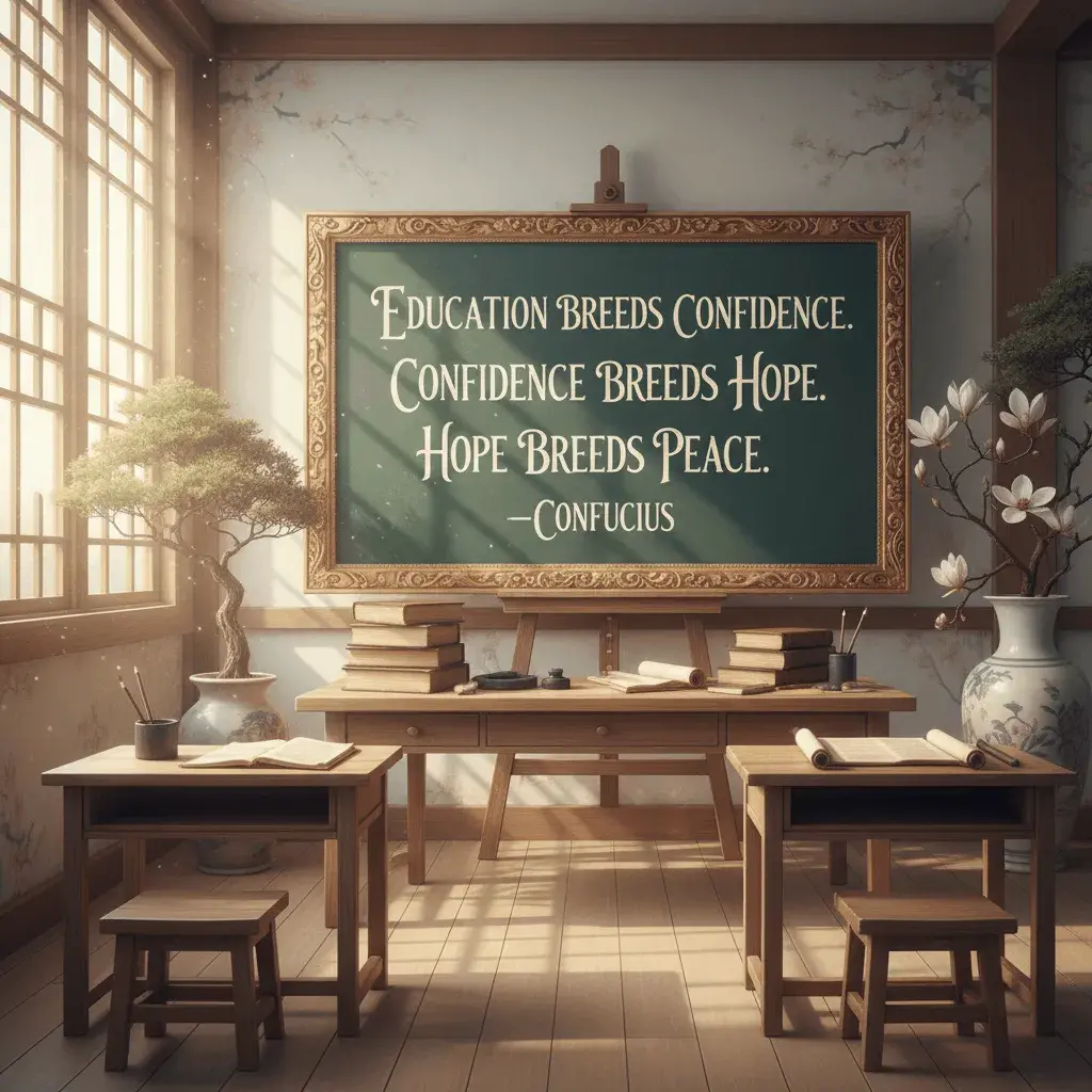 An AI-generated image featuring a quote from Confucius