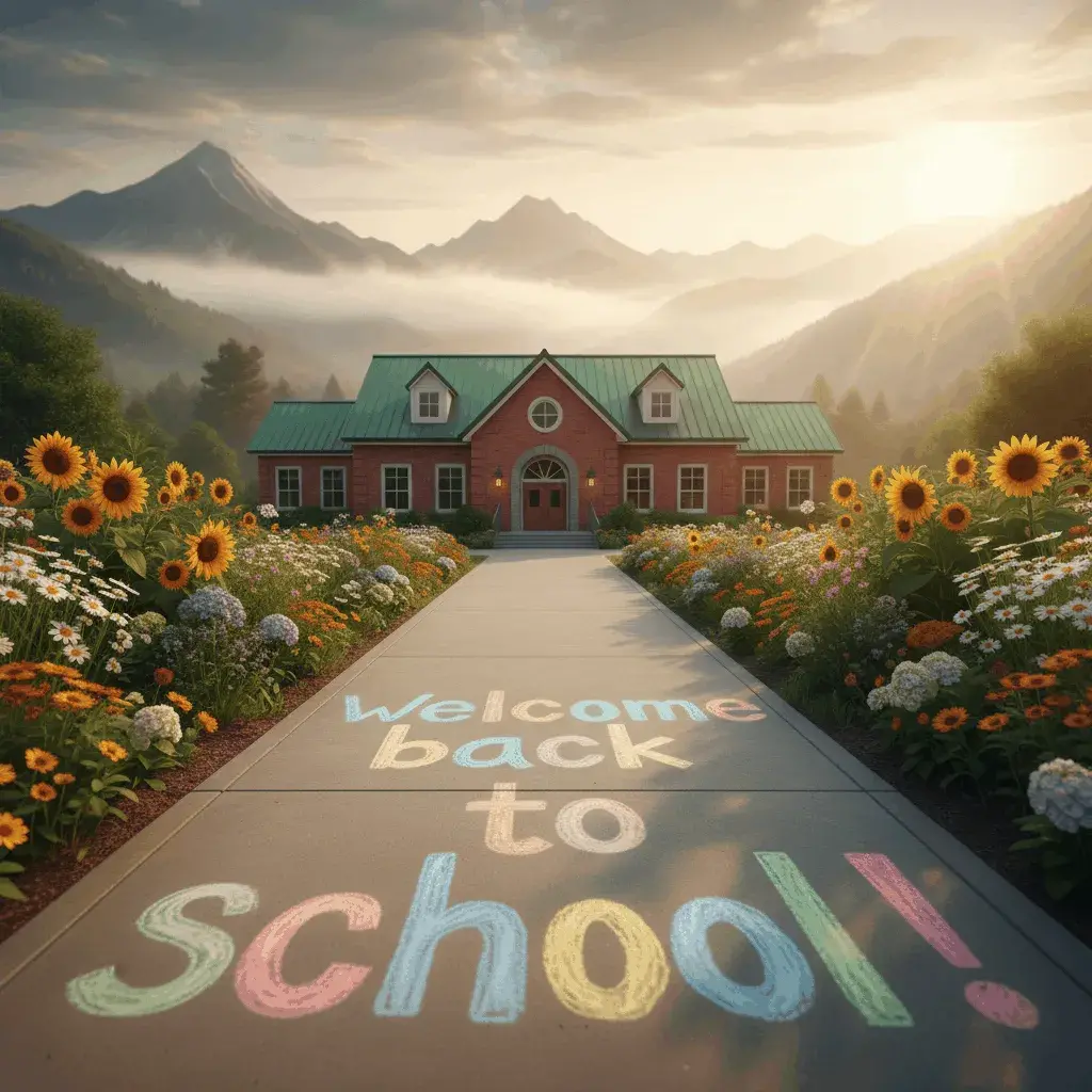 An AI-generated image of a school with