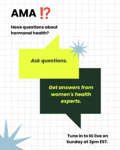instagram post template for an AMA session for a women's health app