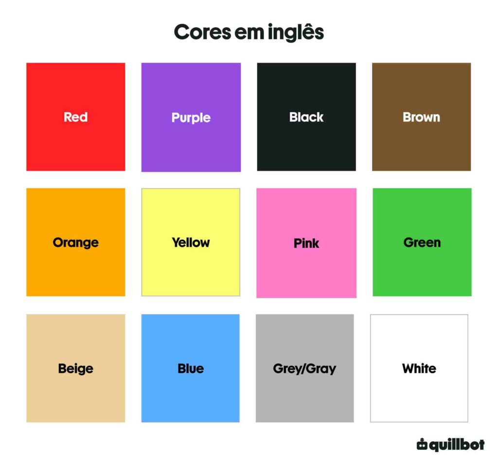Cores em inglês