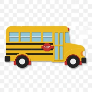 School bus in a hand-cut paper design for classroom clipart