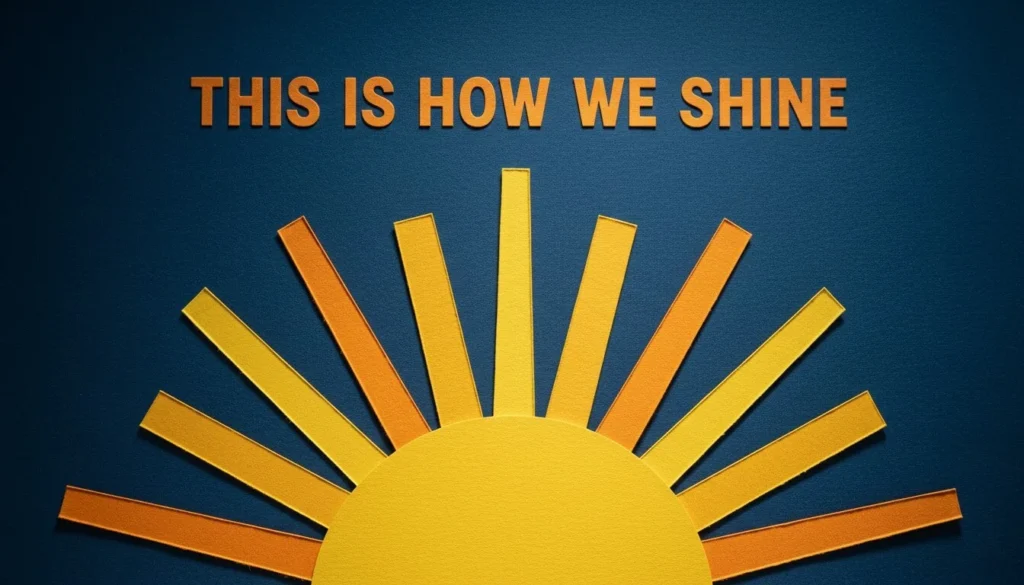 Mockup of a bulletin board with a sun and this is how we shine