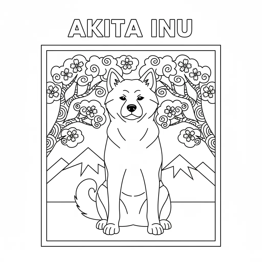 coloriage chien akita inu