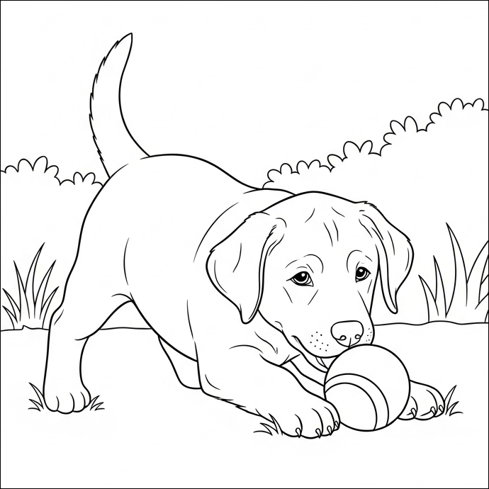 coloriage chien balle