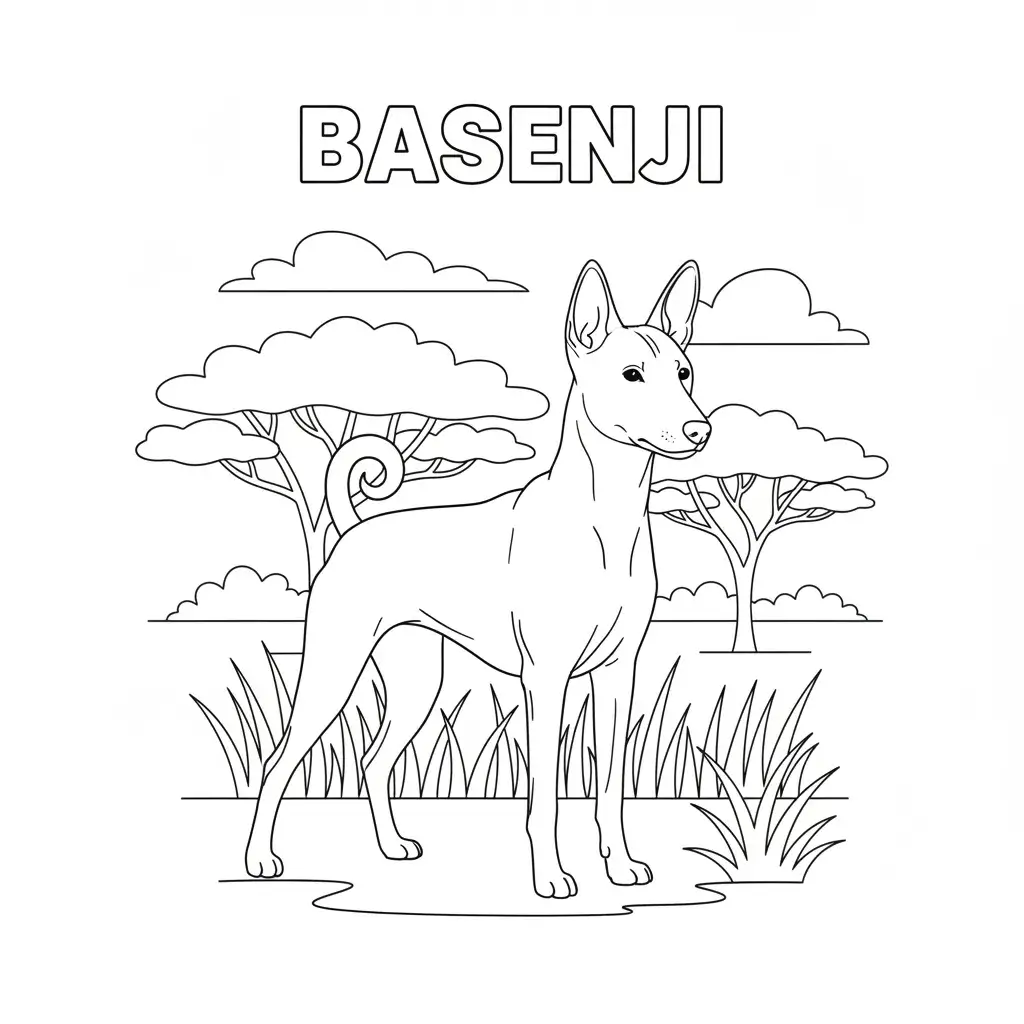 coloriage chien basenji