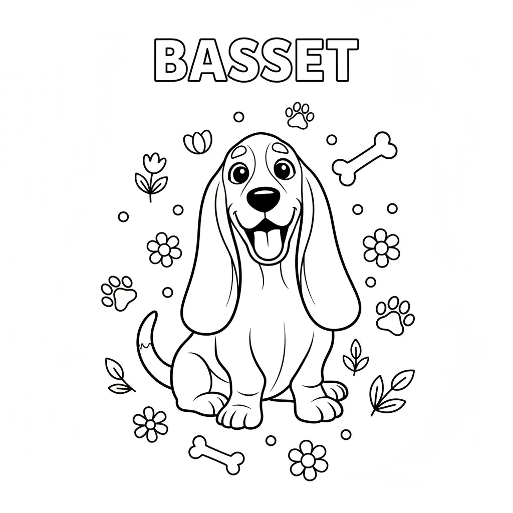 coloriage chien basset