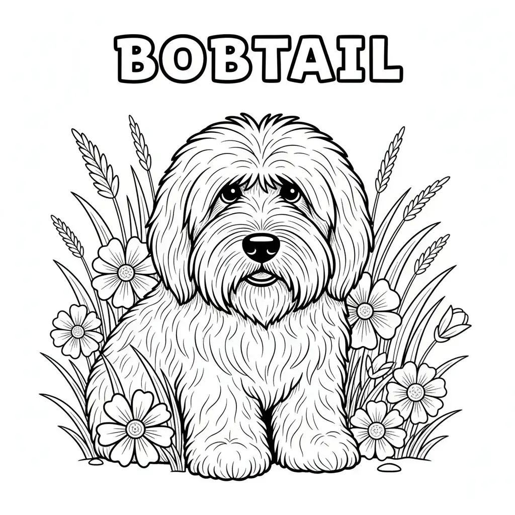 coloriage chien bobtail