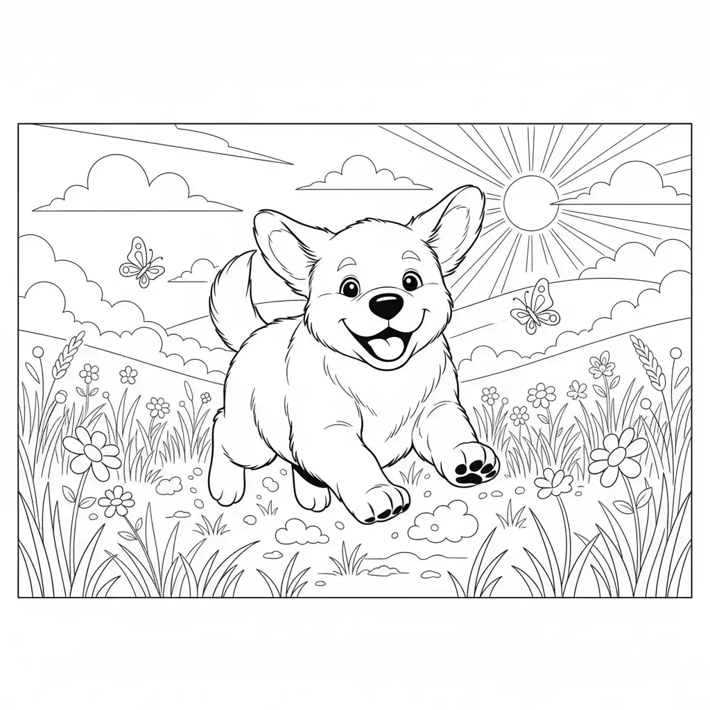 coloriage chien chiot