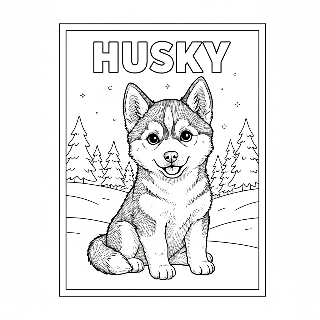coloriage chien husky