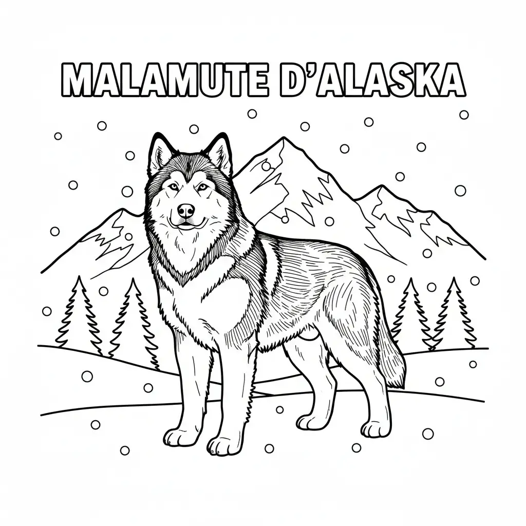 coloriage chien malamute