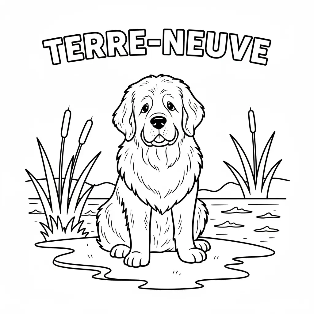 coloriage chien terre neuve