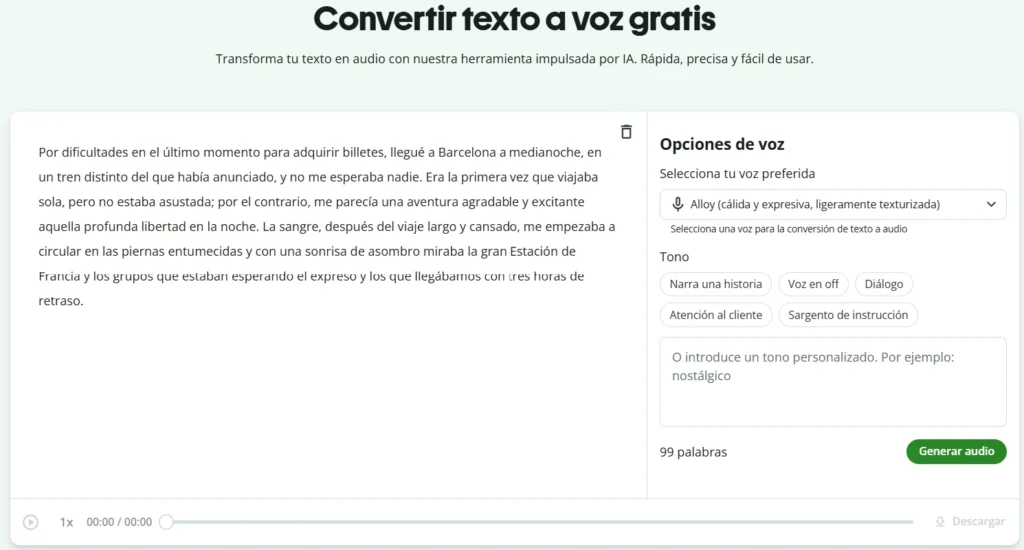 Convertir texto a voz con Quillbot