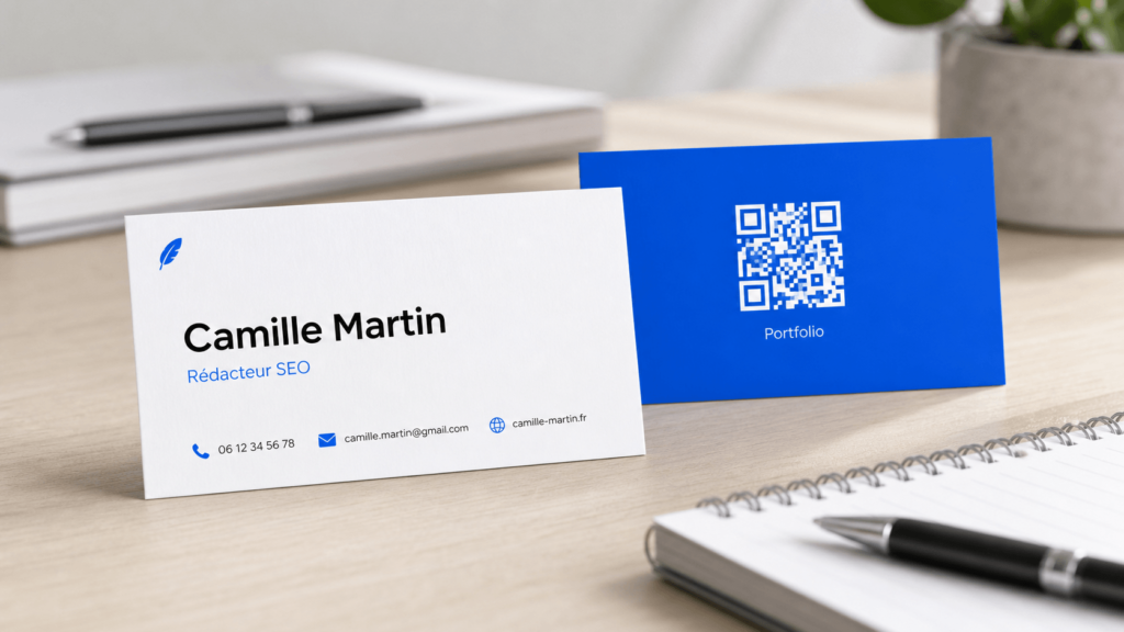Les freelances misent souvent sur des cartes de visite créatives et personnalisées, reflet direct de leur style de travail.
