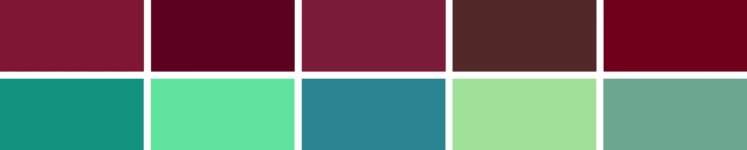 Farbpalette Bordeaux und kalte Farben