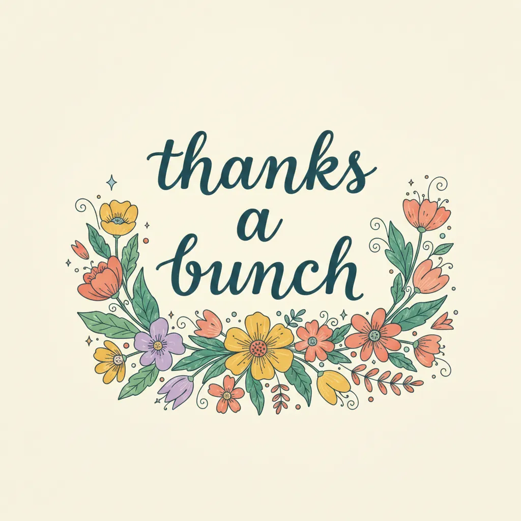 thank you card that says thanks a bunch with flowers