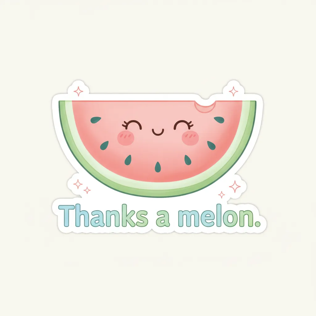 thank you card with a watermelon that says thanks a melon