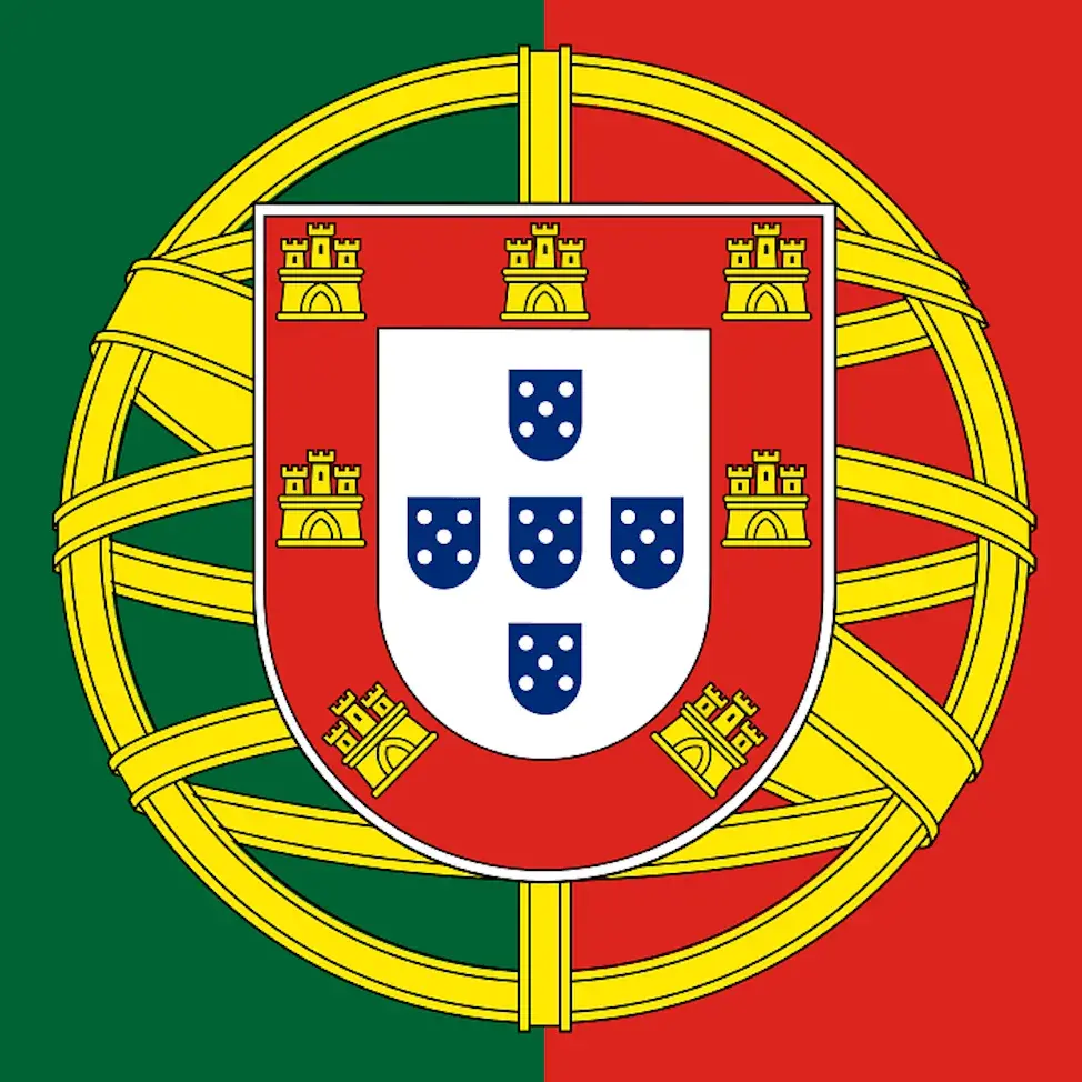 The Portuguese coat of arms that appears on the flag of Portugal