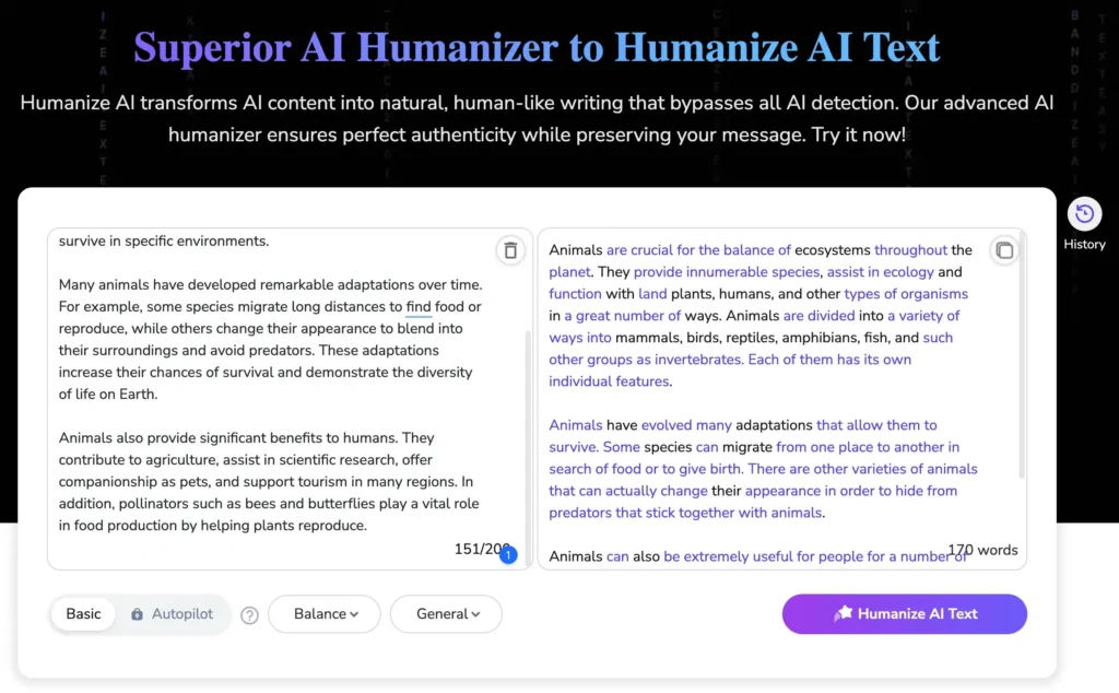 A screenshot of the AI Humanize.io humanizer