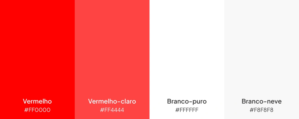 Paleta com 4 cores: vermelho, vermelho-claro, branco-puro e branco-neve.
