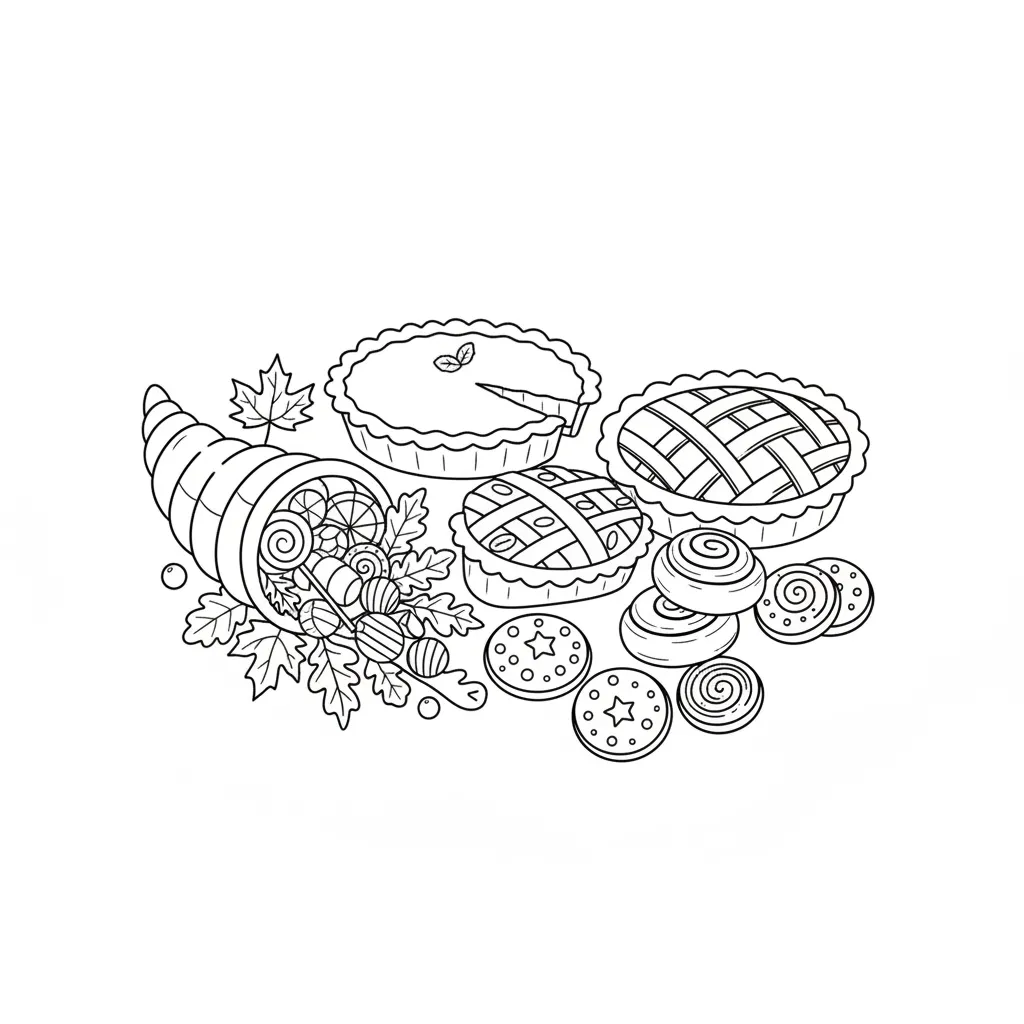coloring page of thanksgiving sweets
