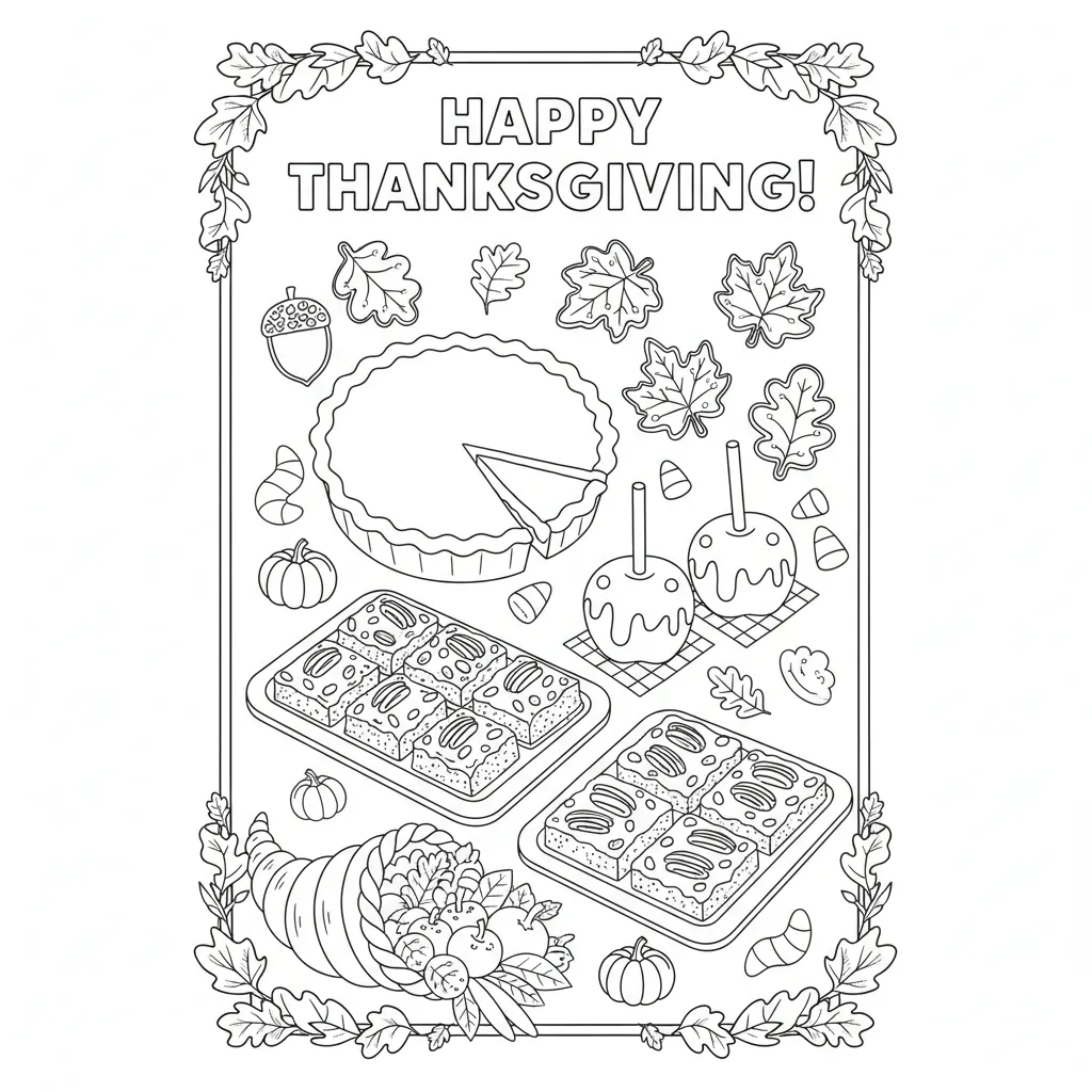 coloring page of thanksgiving sweets