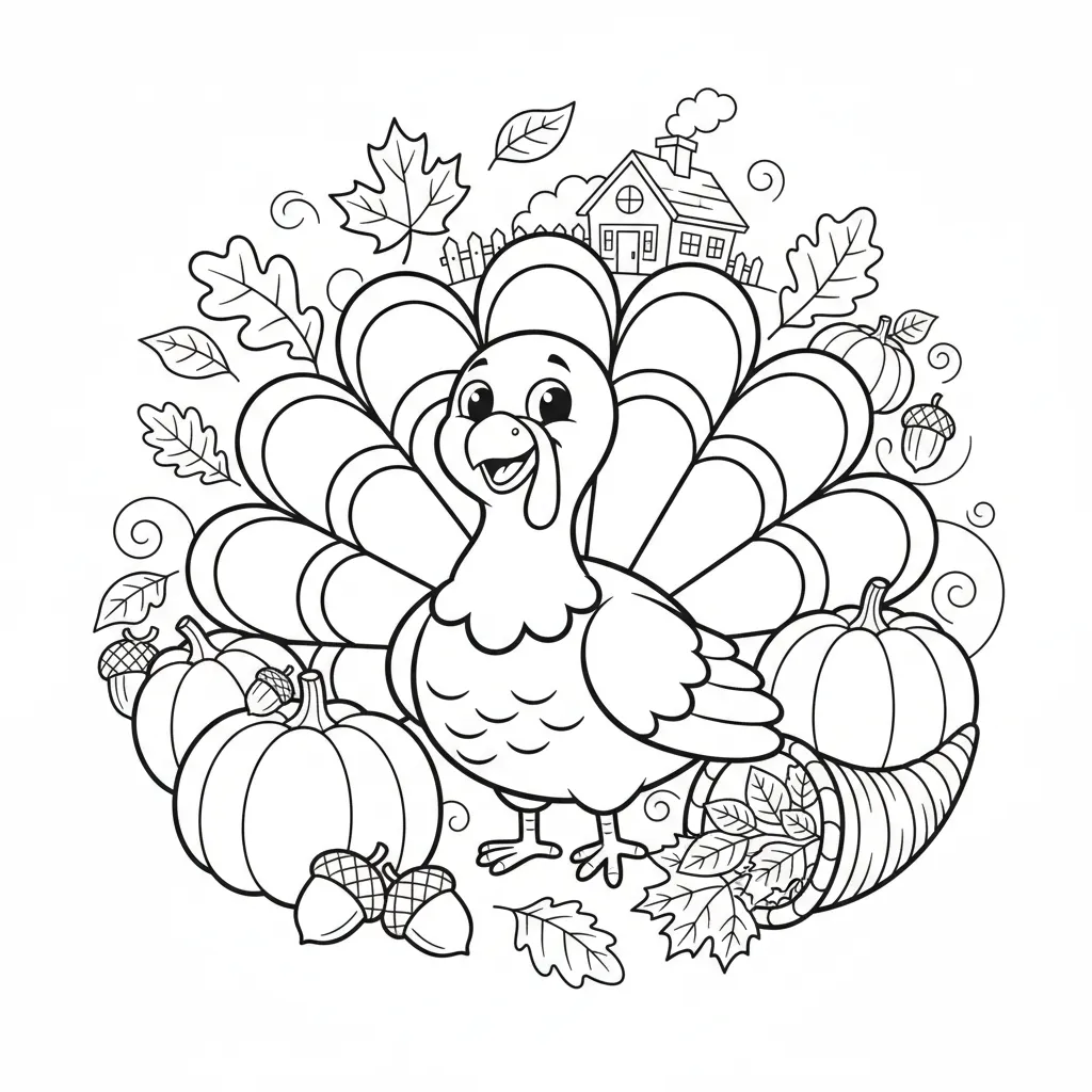 fall themed thanksgiving coloring page