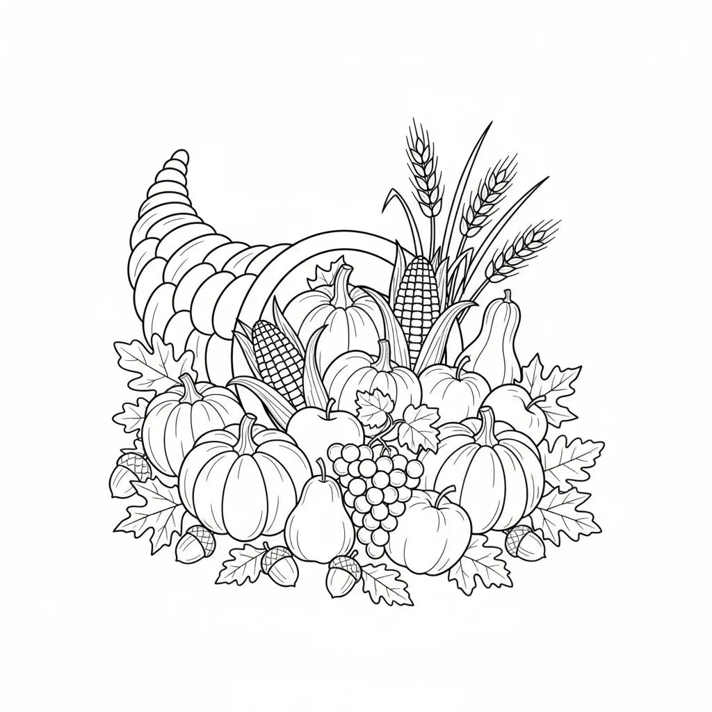 fall themed thanksgiving coloring page